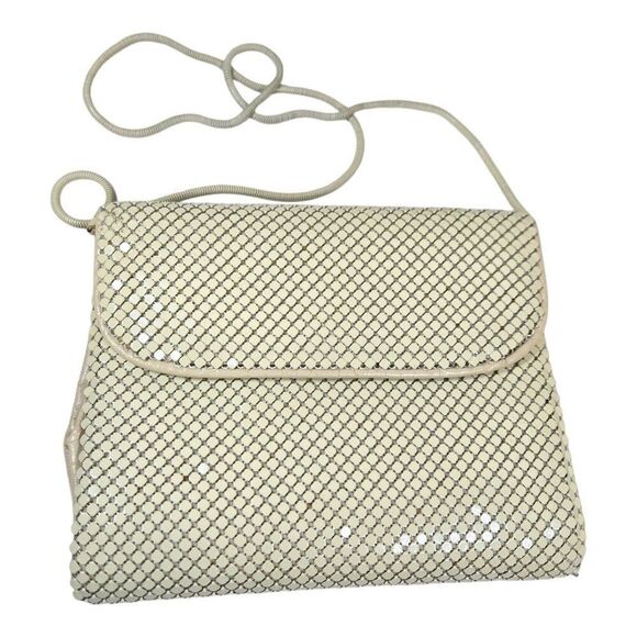 Vintage Hong Kong White Mesh Mesh Chainmail Crossbody Purse Shoulder Bag Retro - Picture 3 of 6